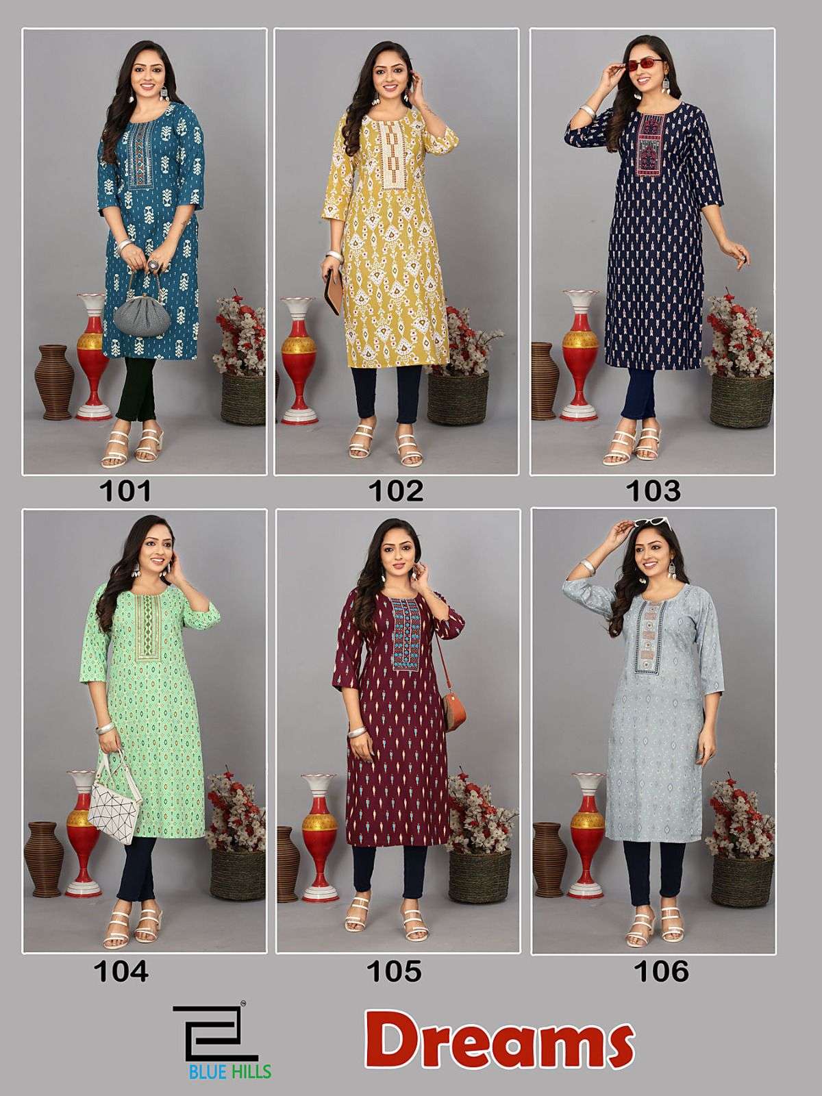 Blue Hills Dreams Rayon Printed Kurti Wholesale catalog