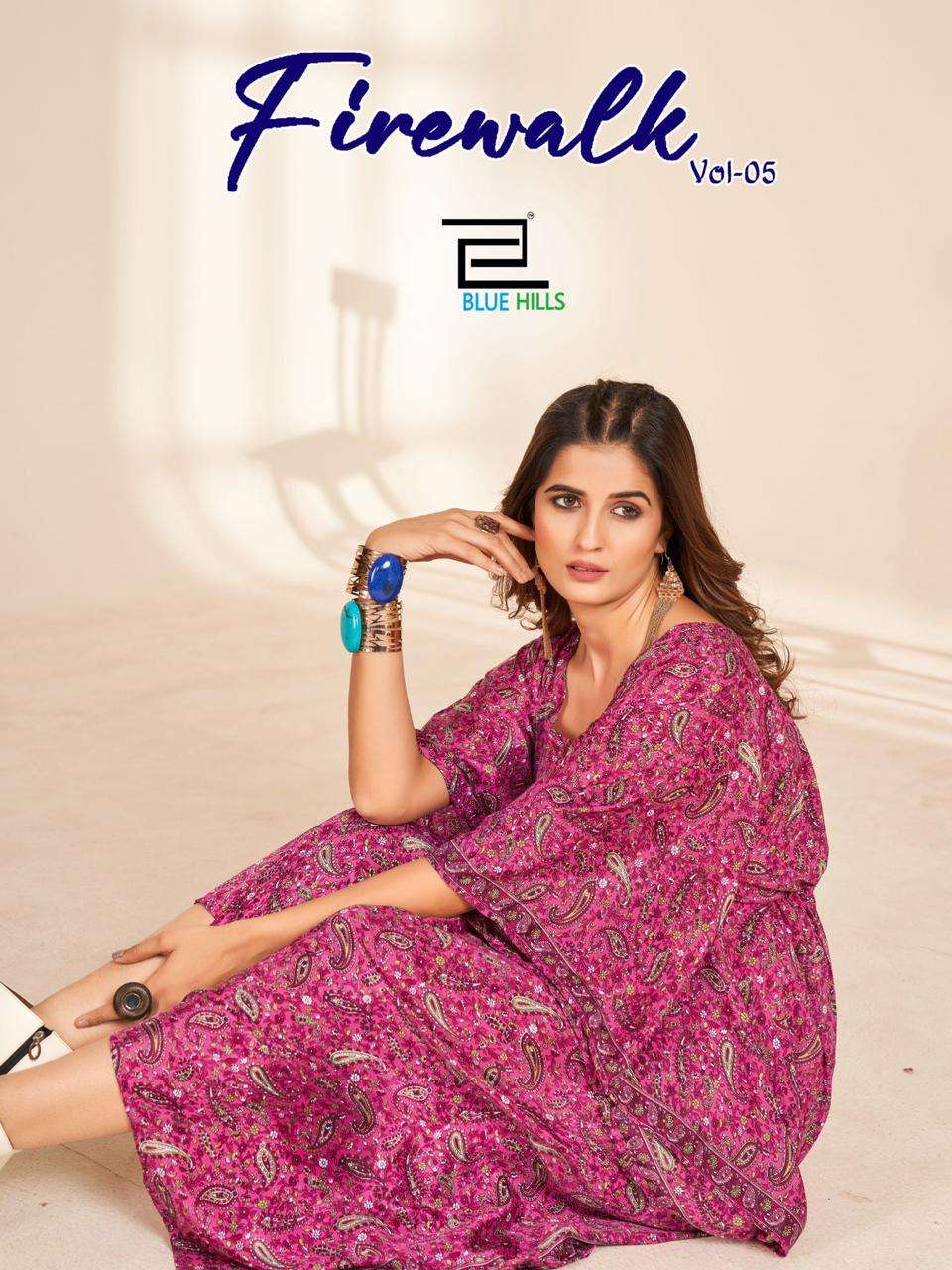 Blue Hills Fire Walk Vol 5 Kaftan Kurti Wholesale catalog