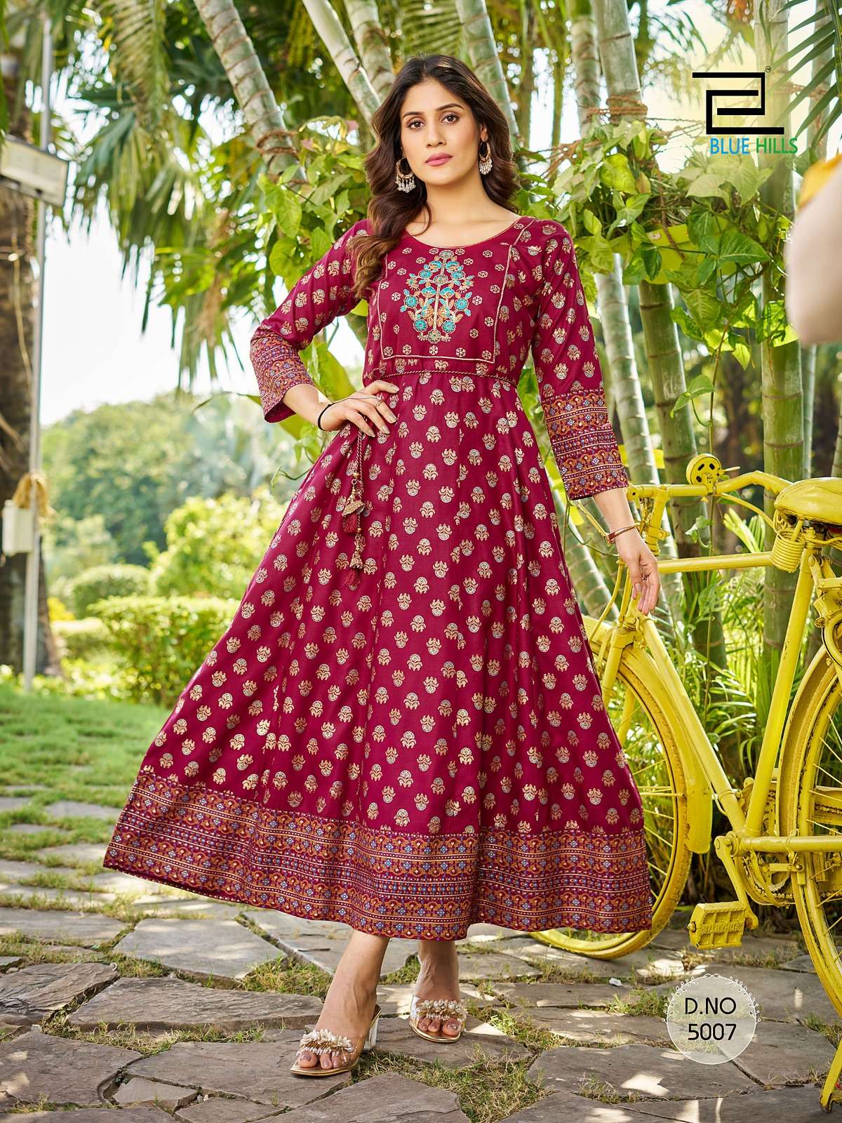 Blue Hills Sandwich Vol 5 Rayon Foil Print Kurti Wholesale catalog