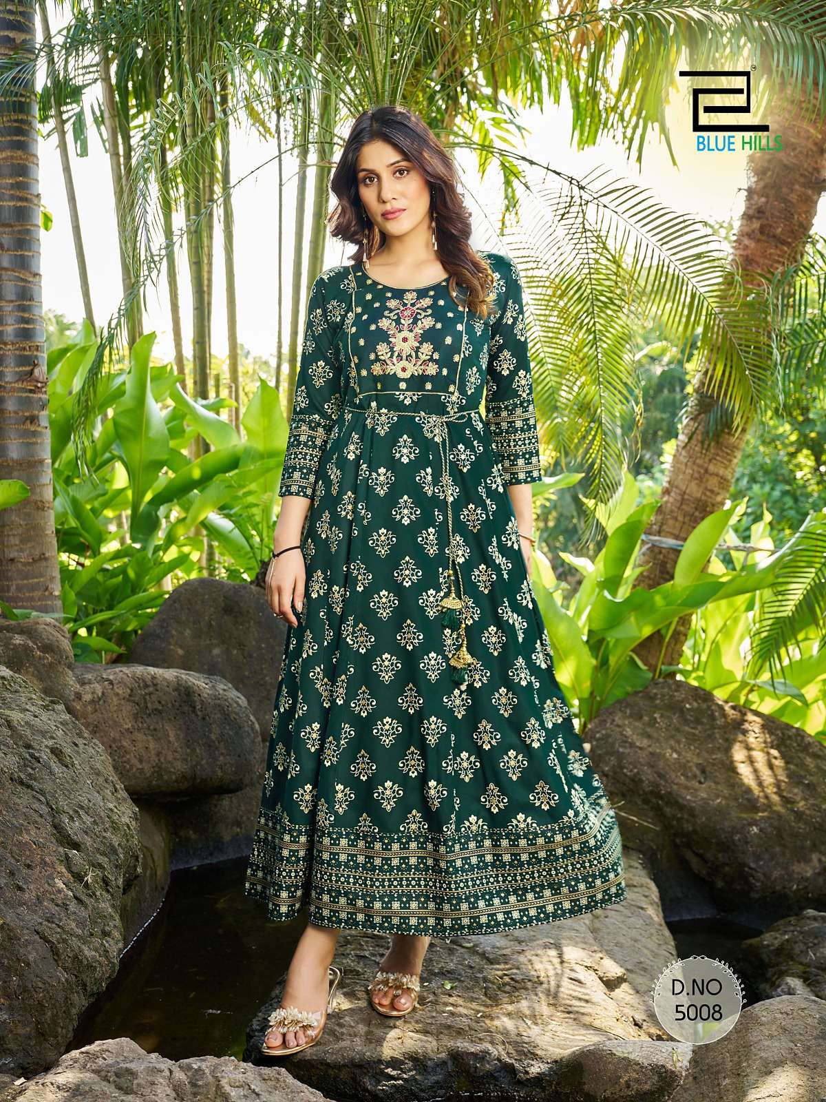 Blue Hills Sandwich Vol 5 Rayon Foil Print Kurti Wholesale catalog