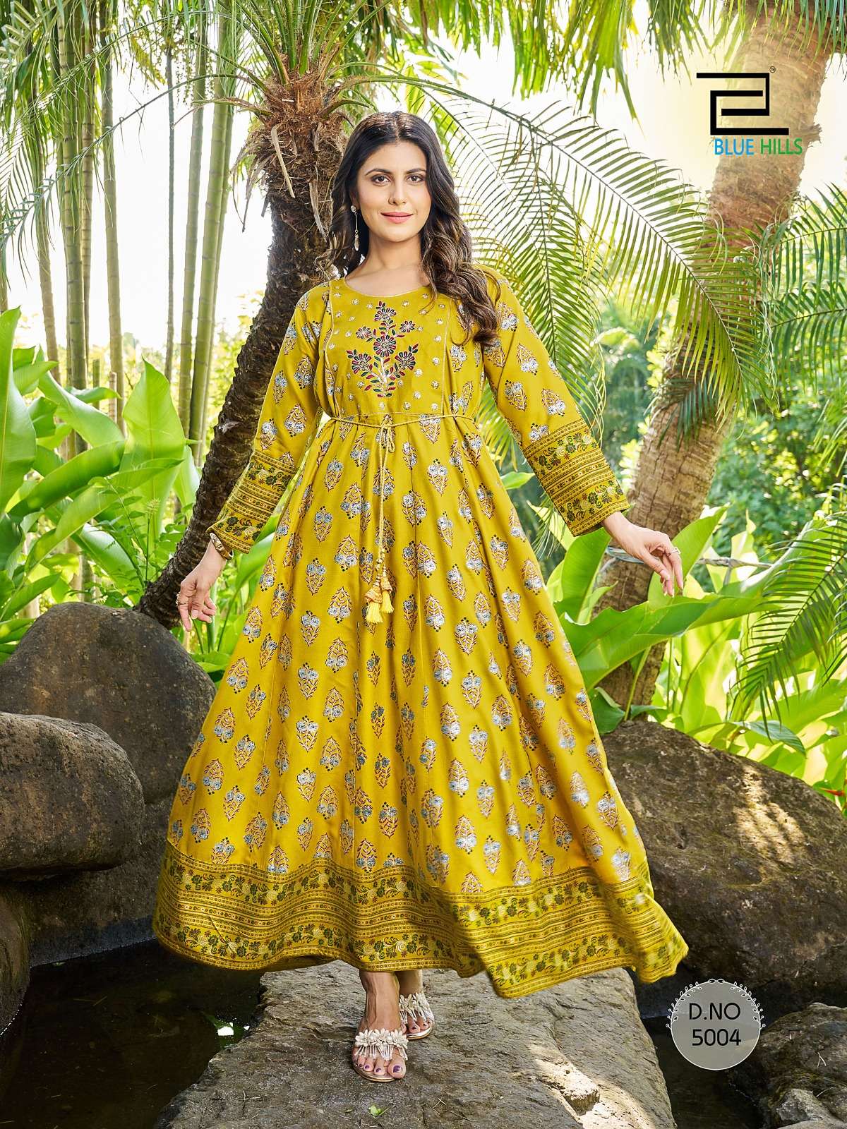 Blue Hills Sandwich Vol 5 Rayon Foil Print Kurti Wholesale catalog