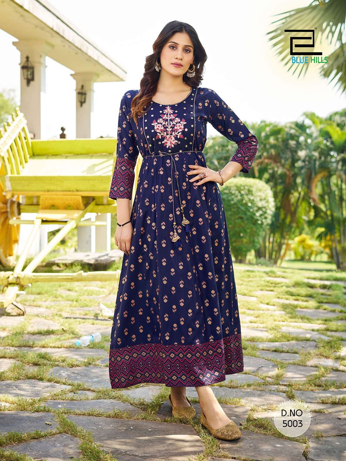 Blue Hills Sandwich Vol 5 Rayon Foil Print Kurti Wholesale catalog