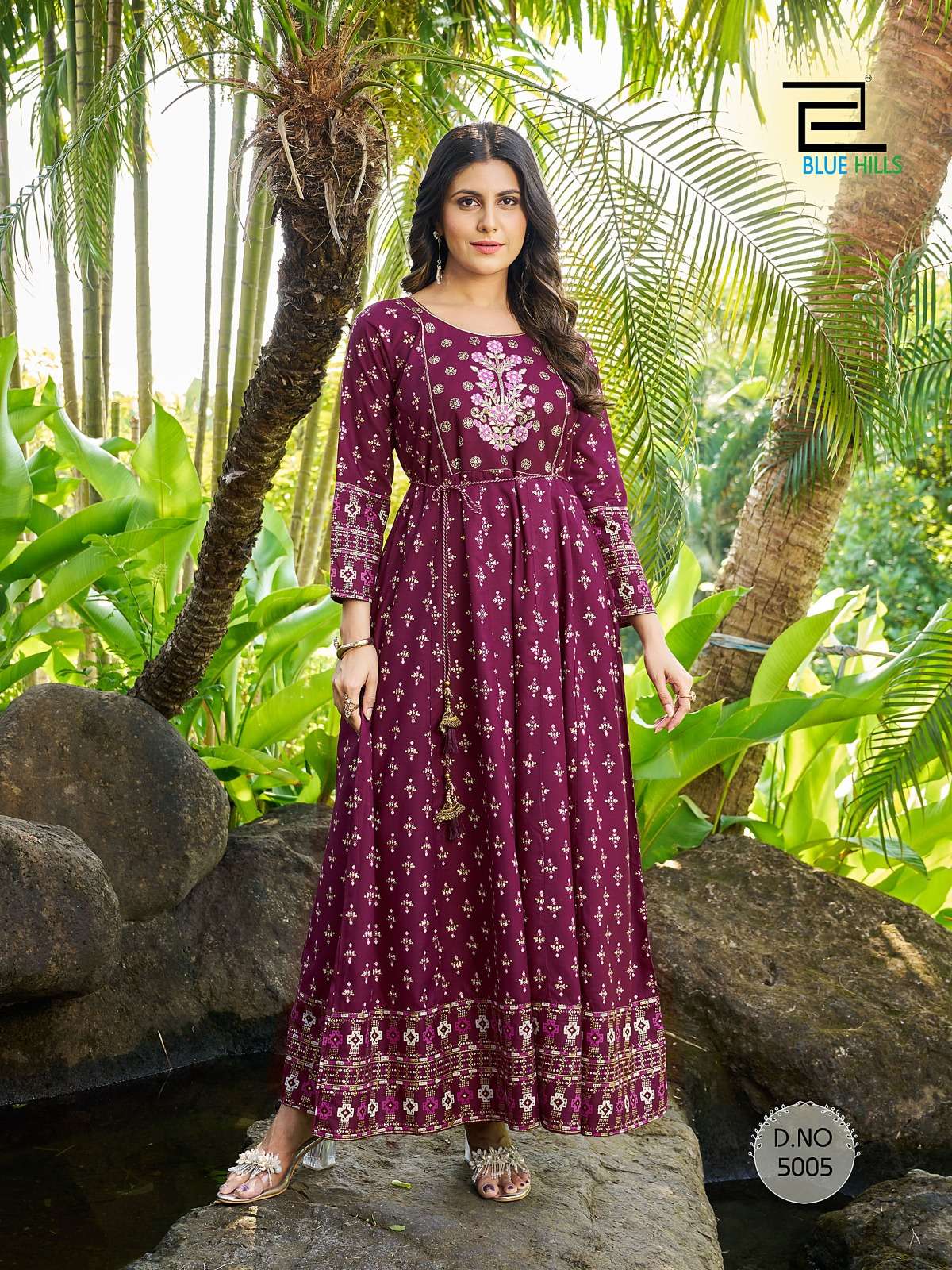 Blue Hills Sandwich Vol 5 Rayon Foil Print Kurti Wholesale catalog