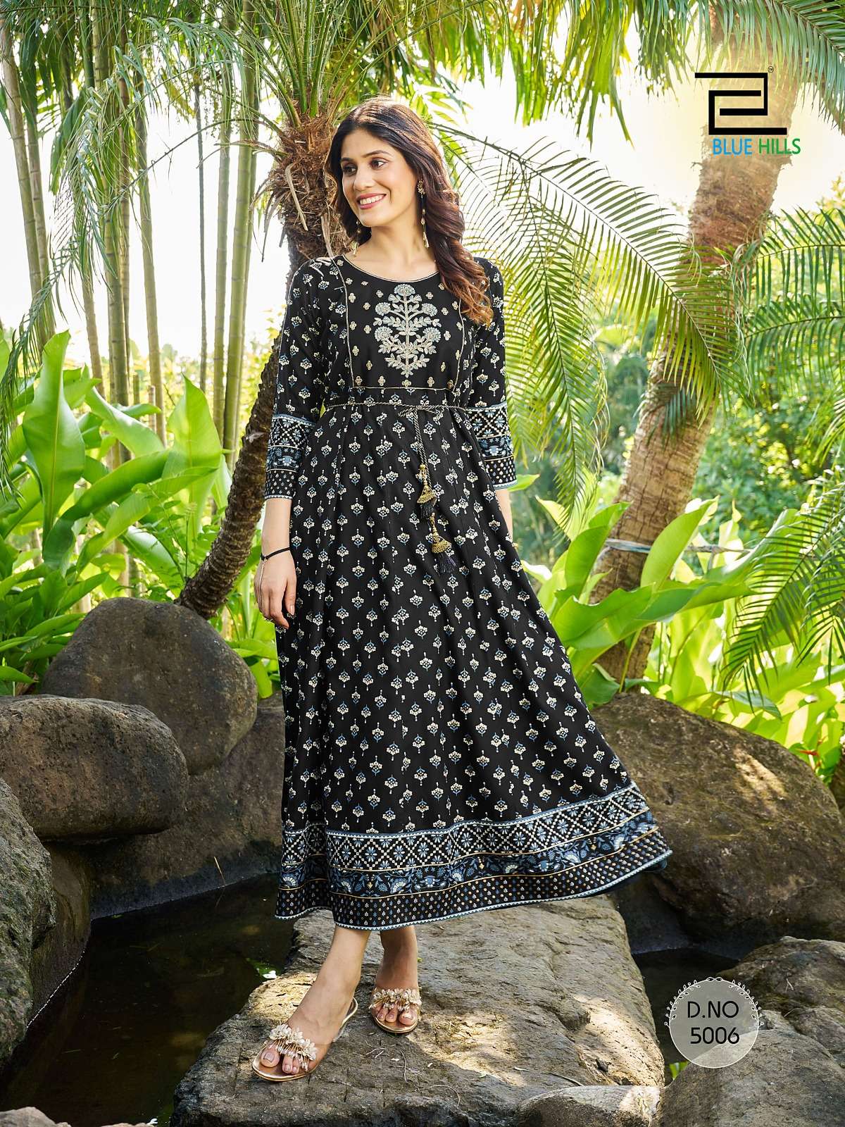 Blue Hills Sandwich Vol 5 Rayon Foil Print Kurti Wholesale catalog