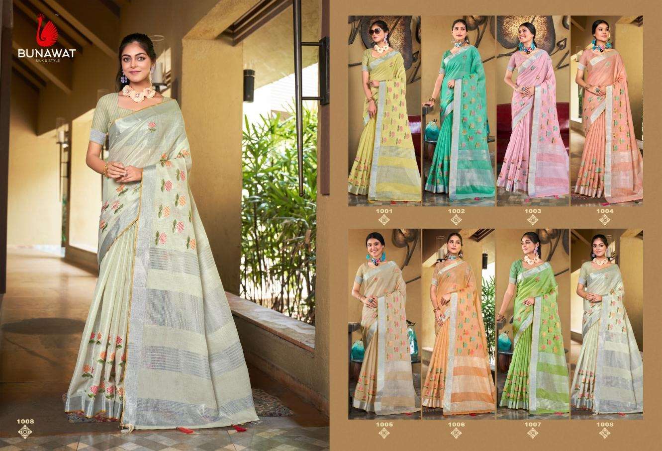 BUNAWAT LINEN QUEEN Embroidery Work Saree Wholesale catalog