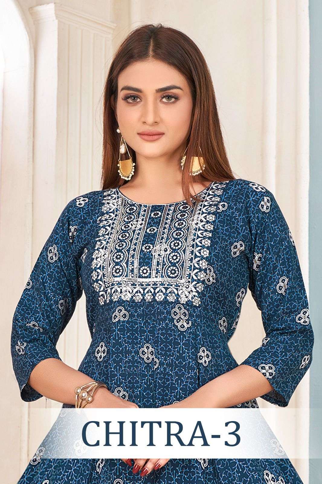 CHITRA-3 HEAVY RAYON GOLD PRINT Kurti Wholesale catalog