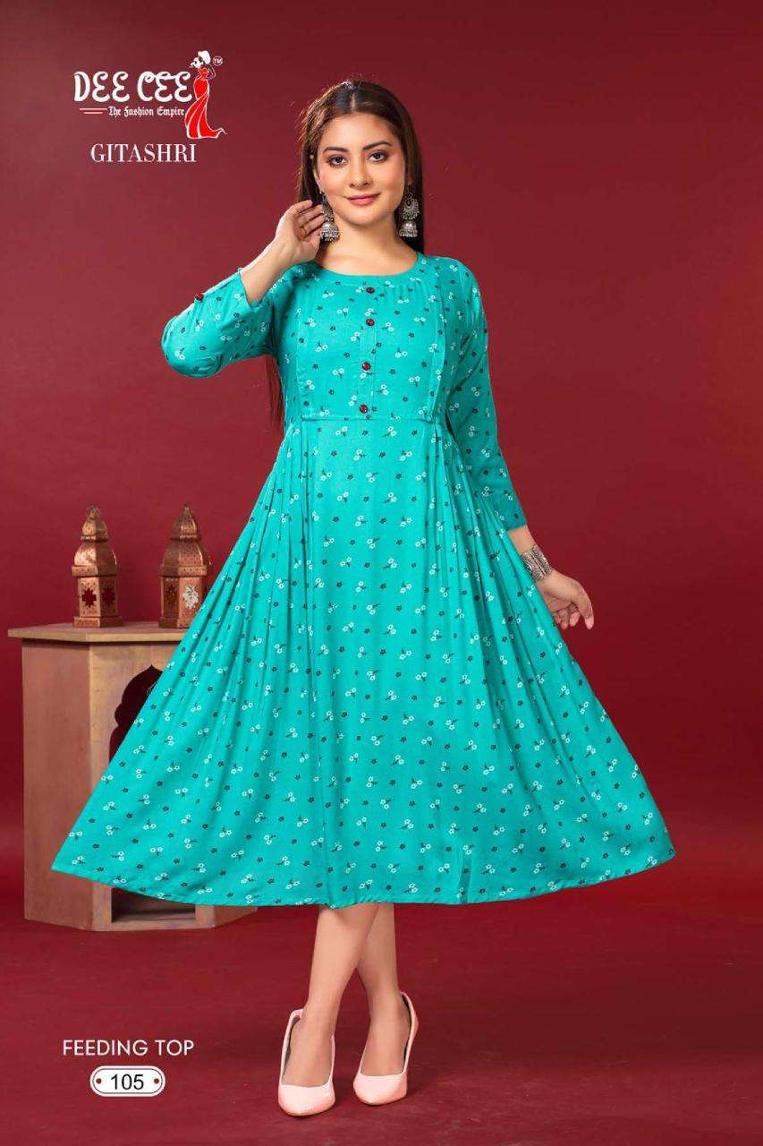 DEECEE GITASHRI HEAVY RIYON Print Kurti Wholesale catalog