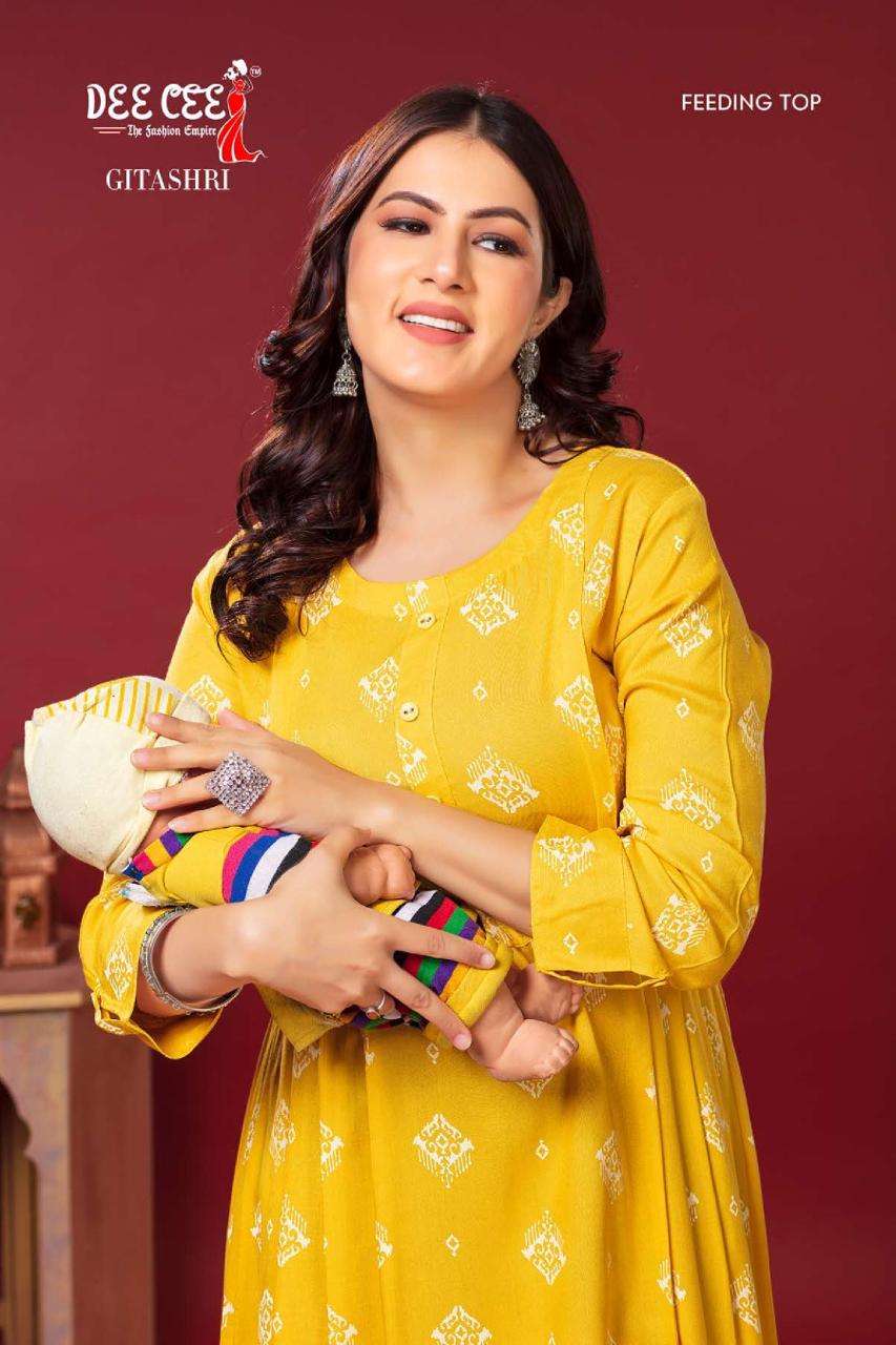 DEECEE GITASHRI HEAVY RIYON Print Kurti Wholesale catalog
