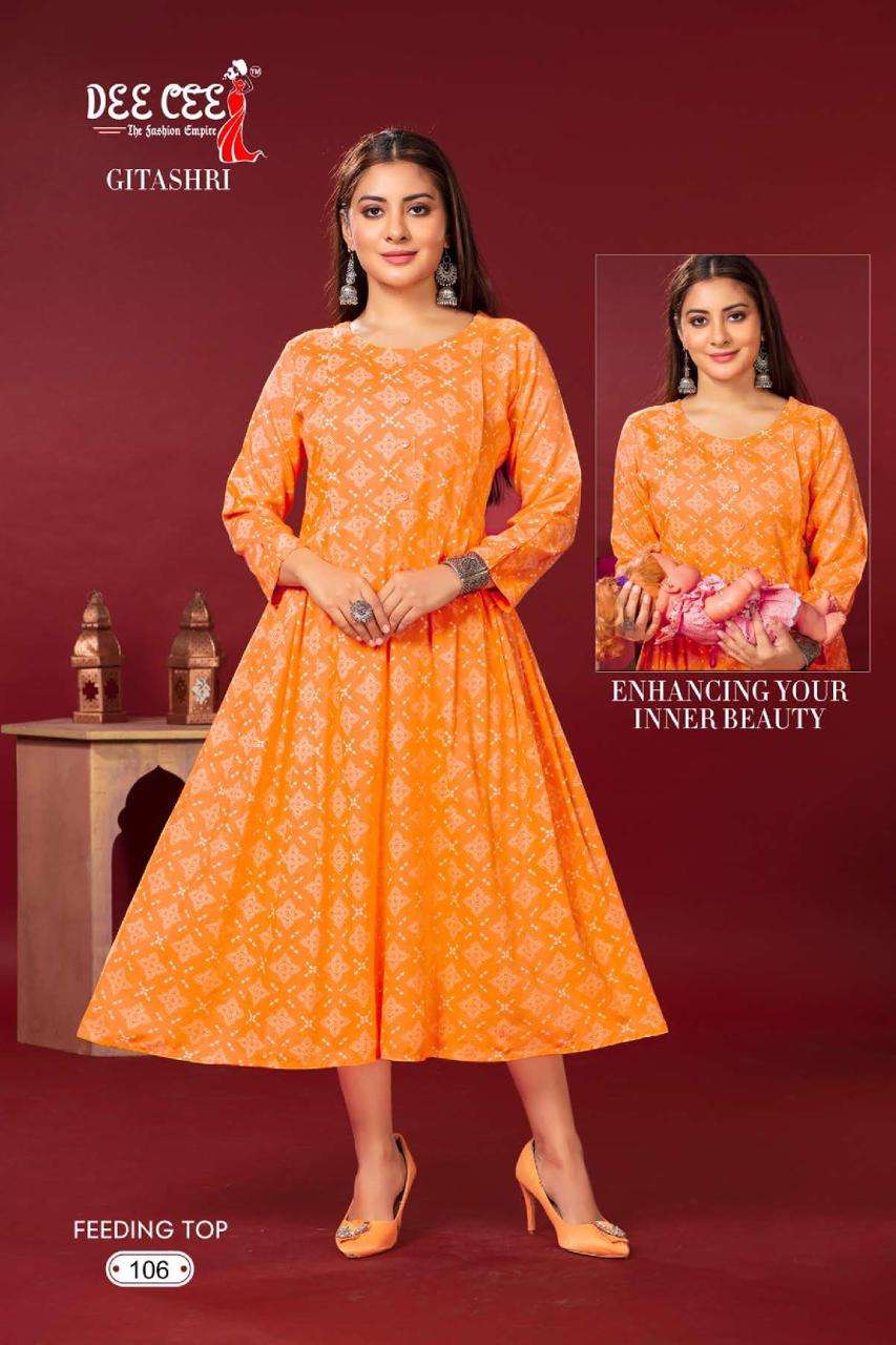 DEECEE GITASHRI HEAVY RIYON Print Kurti Wholesale catalog