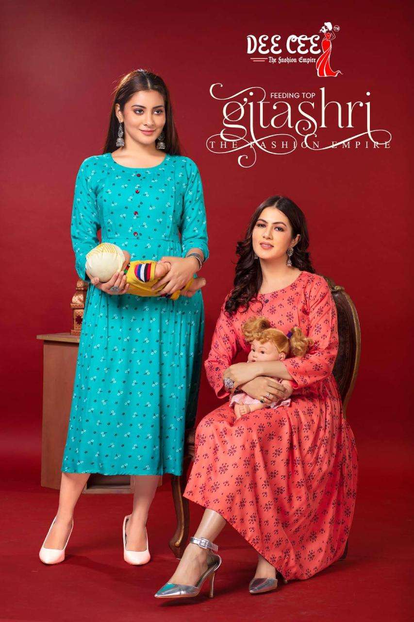DEECEE GITASHRI HEAVY RIYON Print Kurti Wholesale catalog