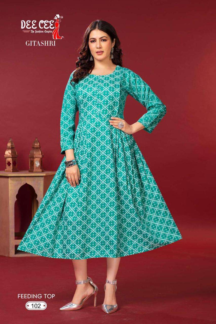 DEECEE GITASHRI HEAVY RIYON Print Kurti Wholesale catalog
