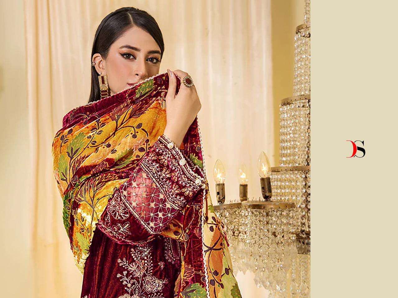 DEEPSY SUITS  SANA SAFINAZ velevt with heavy embroidery Salwar Kameez Wholesale catalog