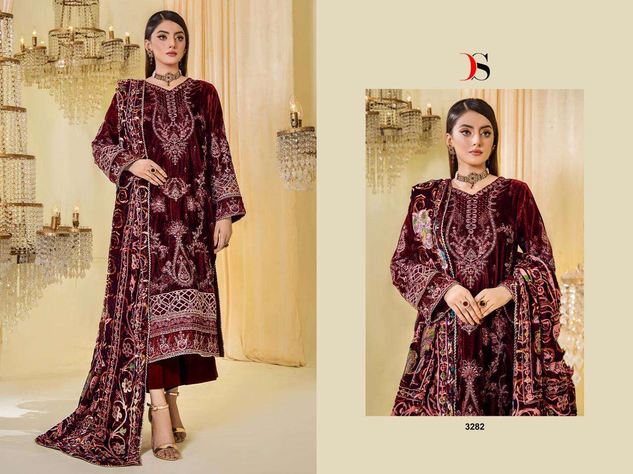 DEEPSY SUITS  SANA SAFINAZ velevt with heavy embroidery Salwar Kameez Wholesale catalog
