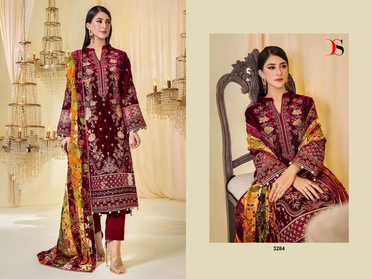 DEEPSY SUITS  SANA SAFINAZ velevt with heavy embroidery Salwar Kameez Wholesale catalog