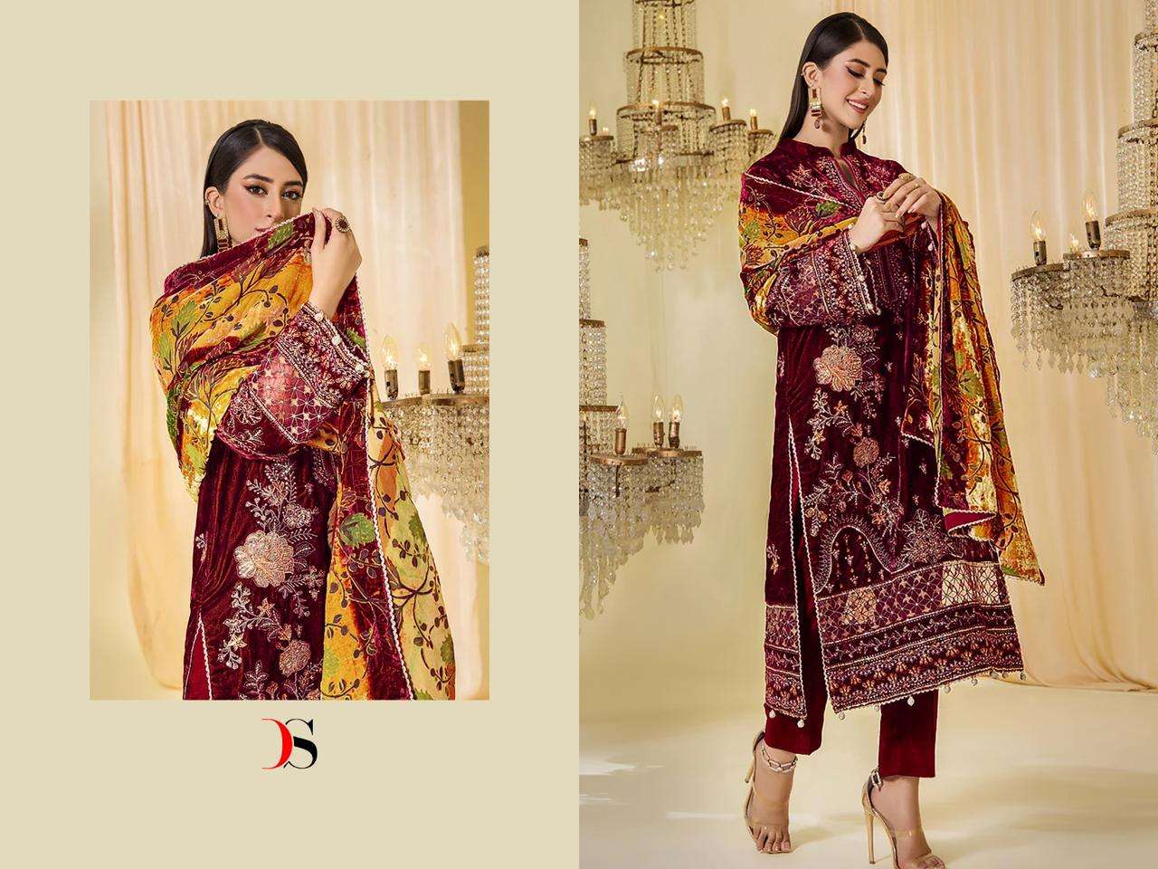 DEEPSY SUITS  SANA SAFINAZ velevt with heavy embroidery Salwar Kameez Wholesale catalog