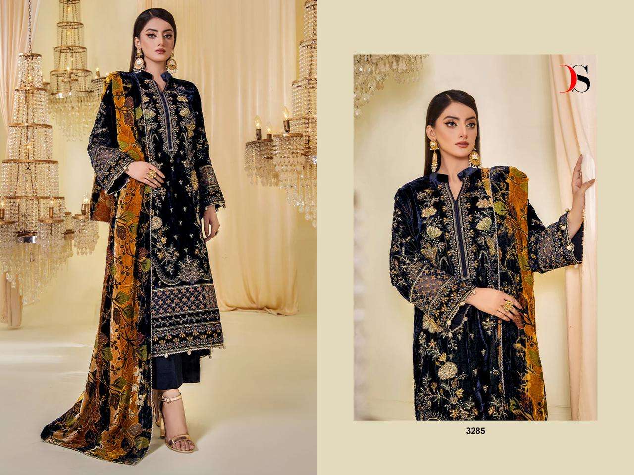 DEEPSY SUITS  SANA SAFINAZ velevt with heavy embroidery Salwar Kameez Wholesale catalog