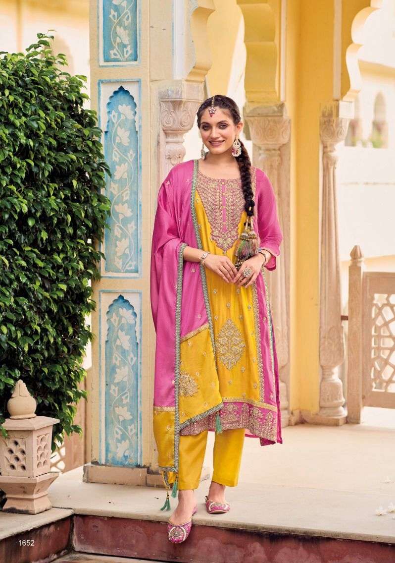 Eba NAAZ hevey Chinon with  emboidery work Salwar Kameez Wholesale catalog