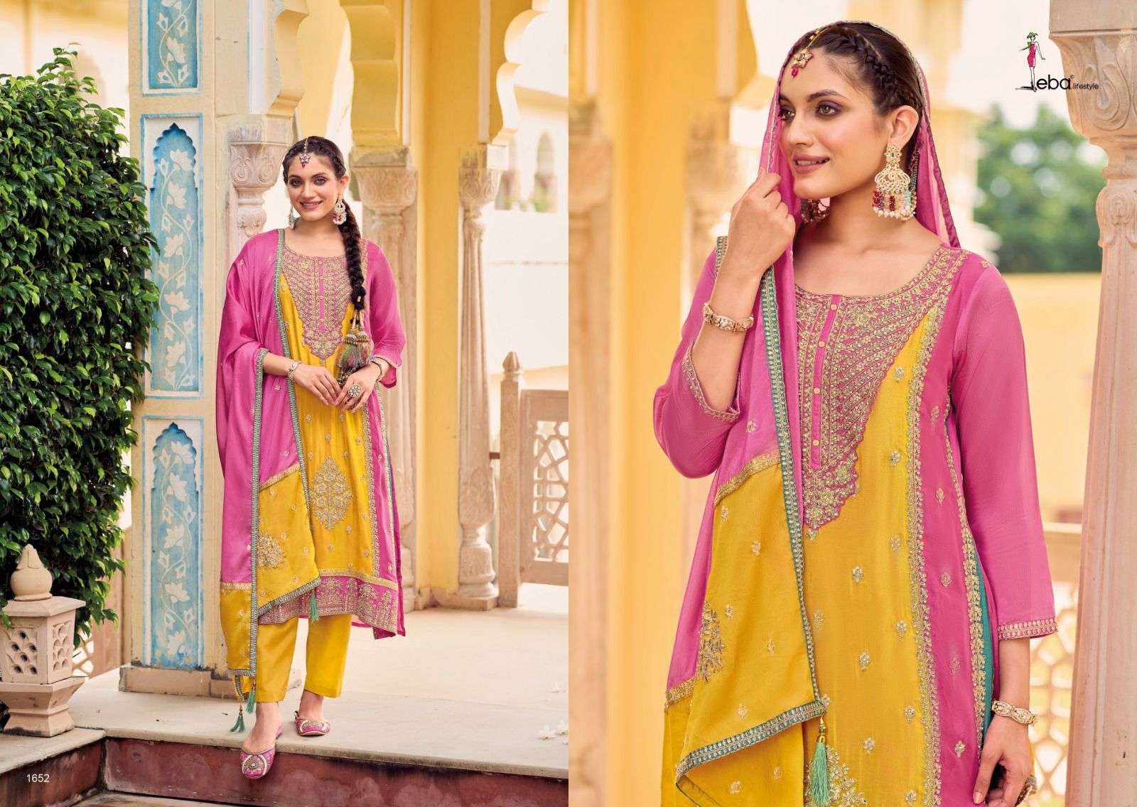Eba NAAZ hevey Chinon with  emboidery work Salwar Kameez Wholesale catalog