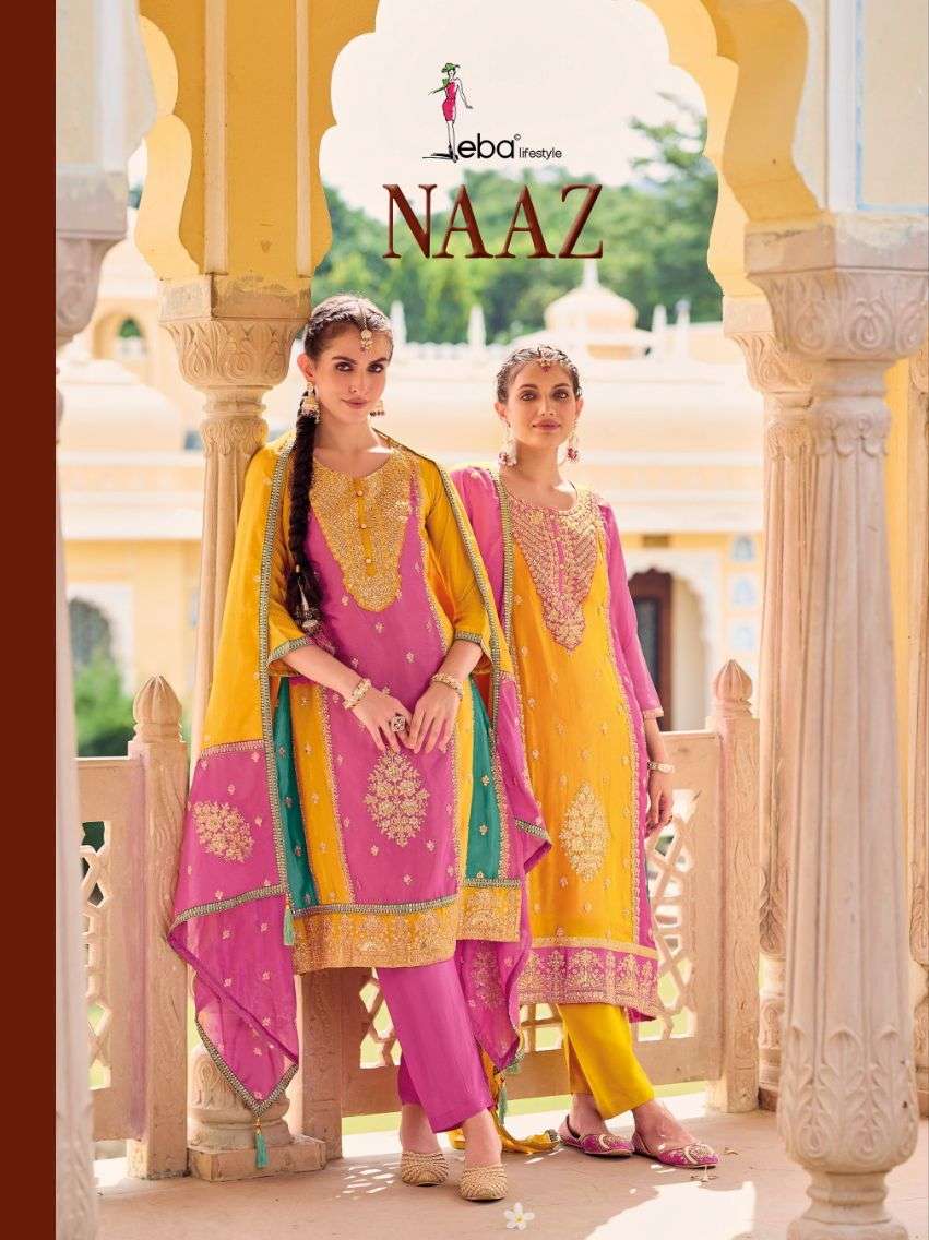 Eba NAAZ hevey Chinon with  emboidery work Salwar Kameez Wholesale catalog