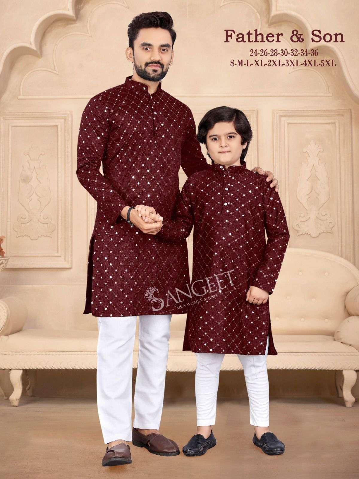 Father And Son 3 Silk Short Kurta Combo Wholesale catalog