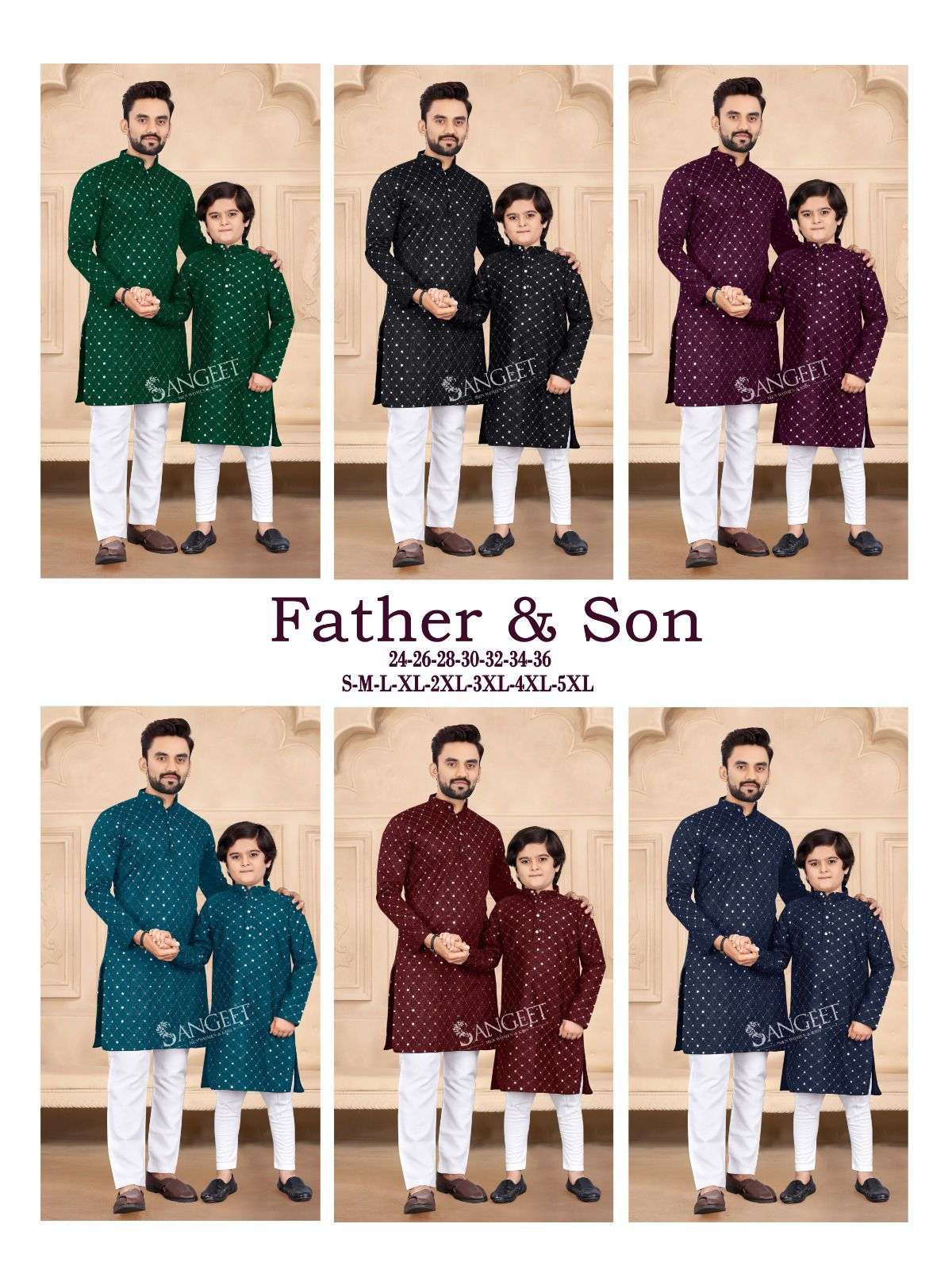 Father And Son 3 Silk Short Kurta Combo Wholesale catalog
