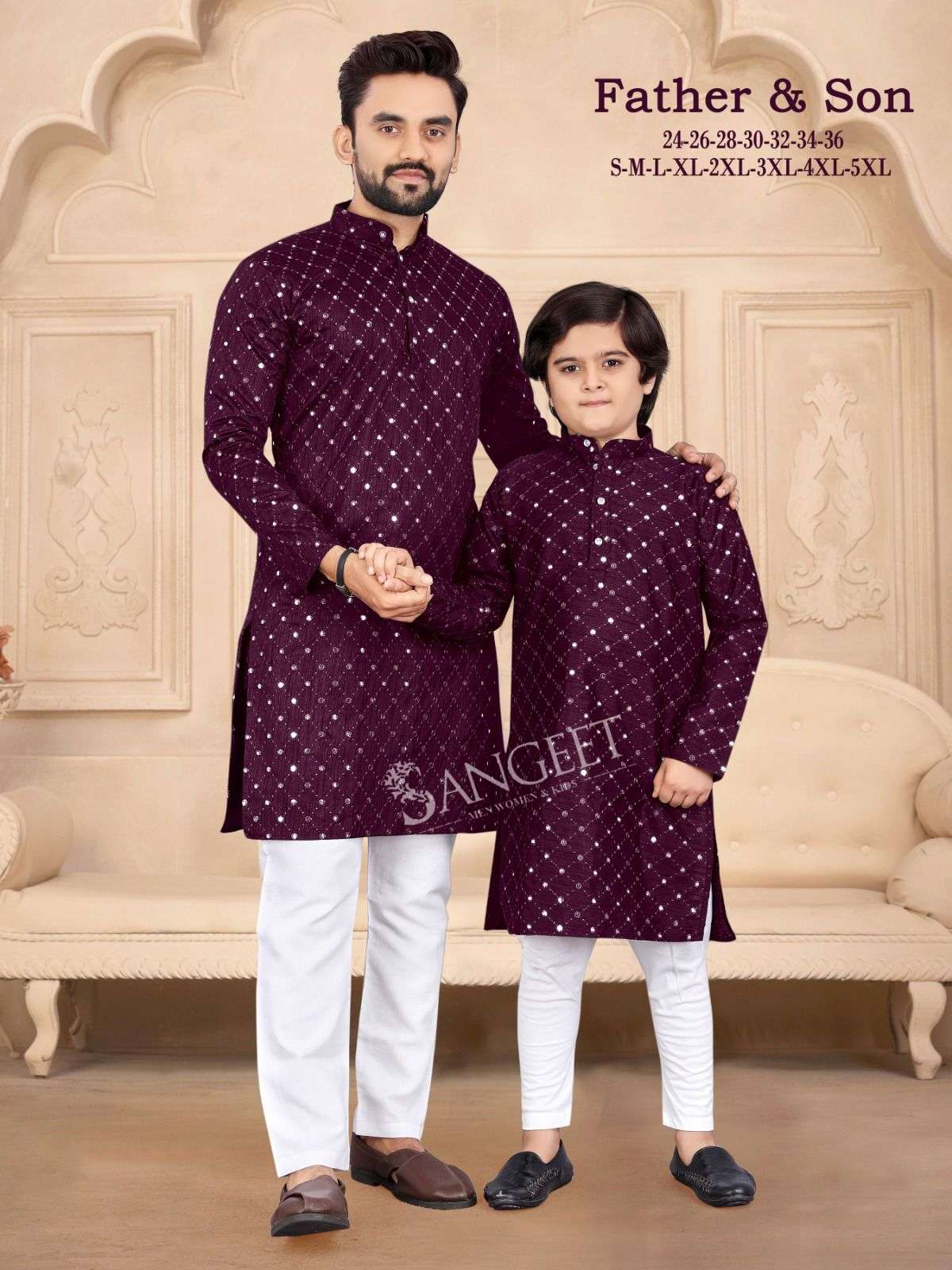 Father And Son 3 Silk Short Kurta Combo Wholesale catalog