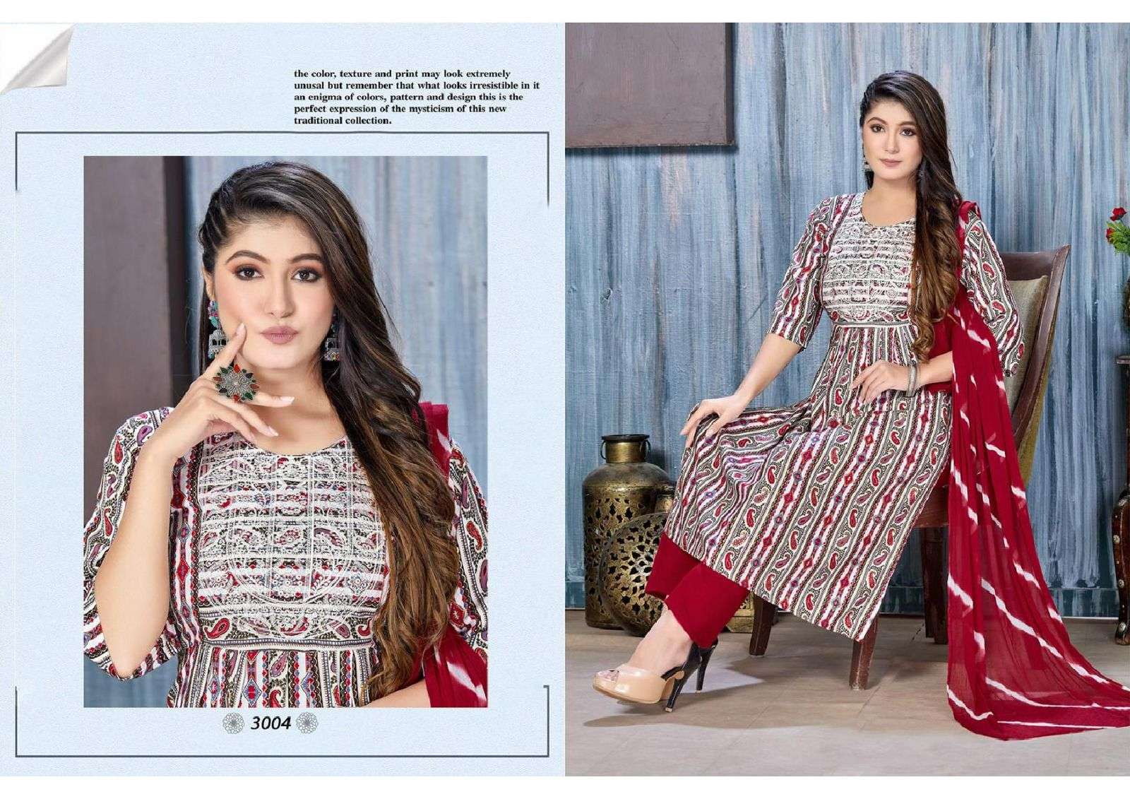 FT BINDAAS Rayon Foil print with embroidery and naira cut Kurti Wholesale catalog