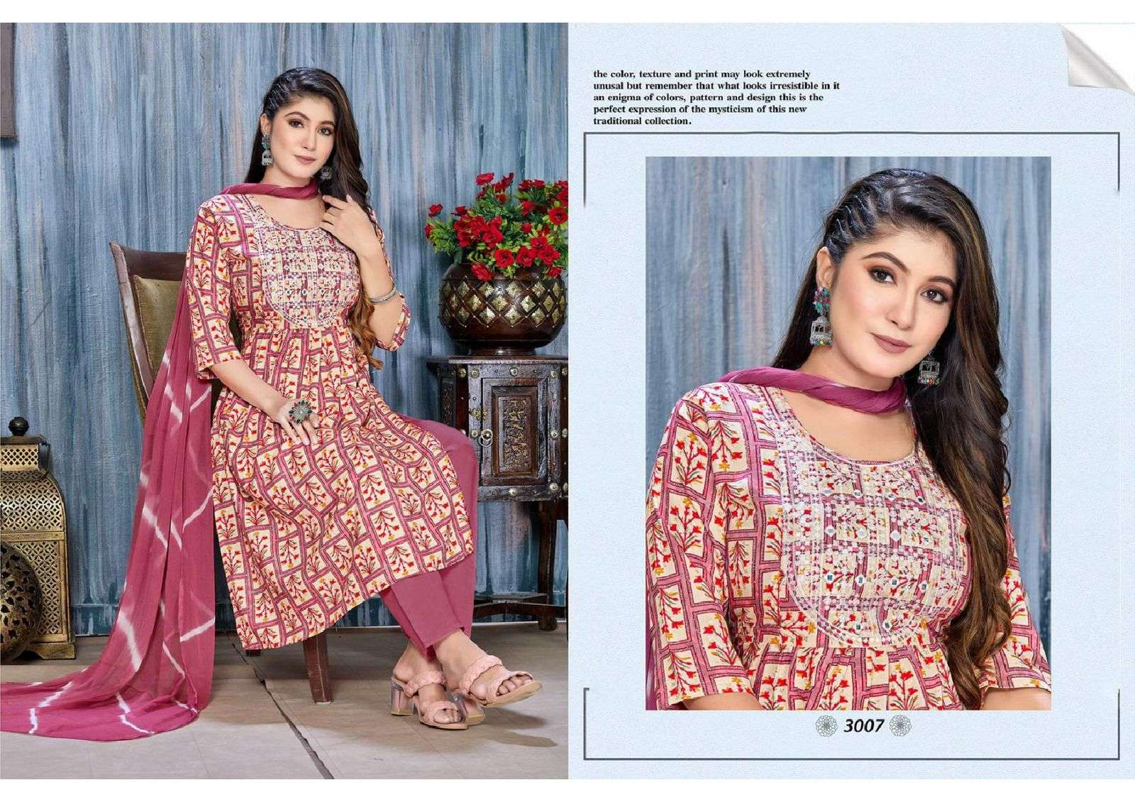 FT BINDAAS Rayon Foil print with embroidery and naira cut Kurti Wholesale catalog