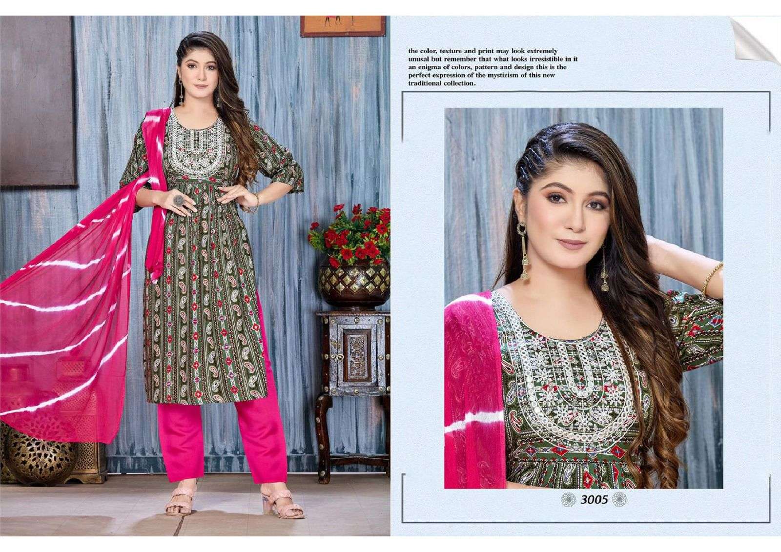 FT BINDAAS Rayon Foil print with embroidery and naira cut Kurti Wholesale catalog