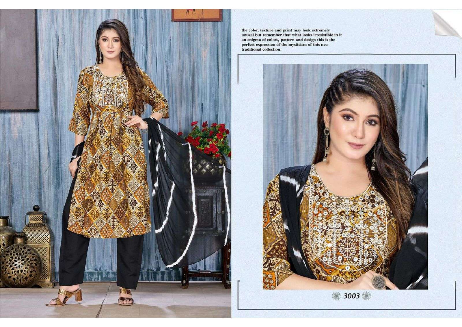 FT BINDAAS Rayon Foil print with embroidery and naira cut Kurti Wholesale catalog