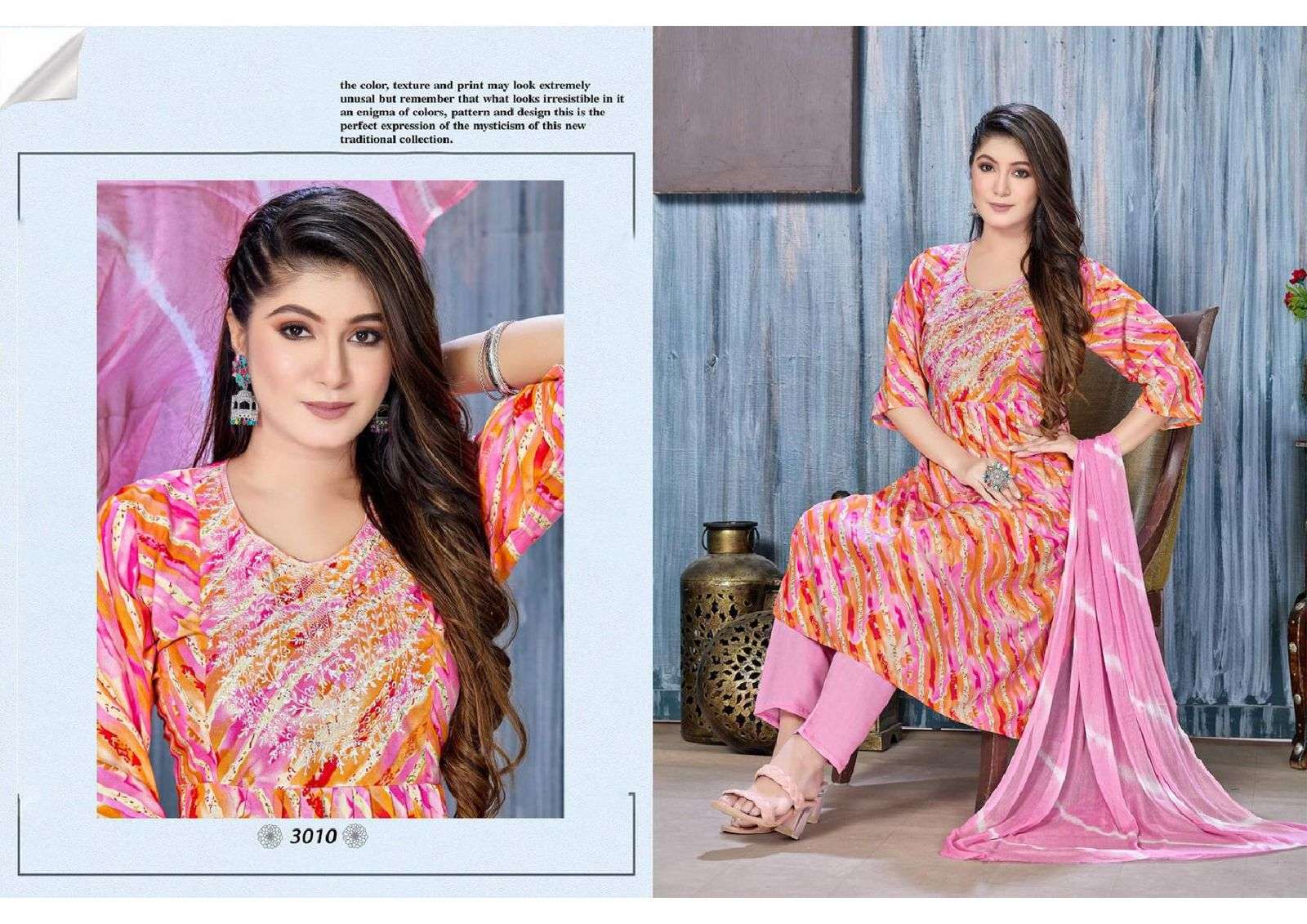 FT BINDAAS Rayon Foil print with embroidery and naira cut Kurti Wholesale catalog