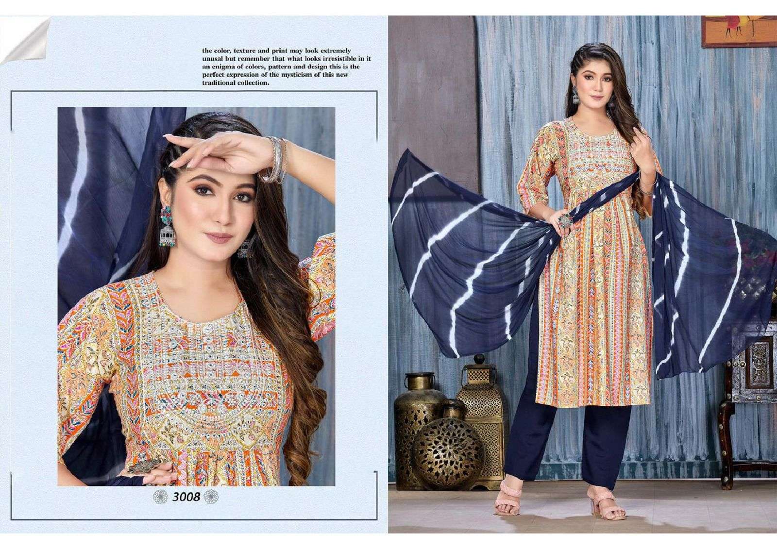 FT BINDAAS Rayon Foil print with embroidery and naira cut Kurti Wholesale catalog