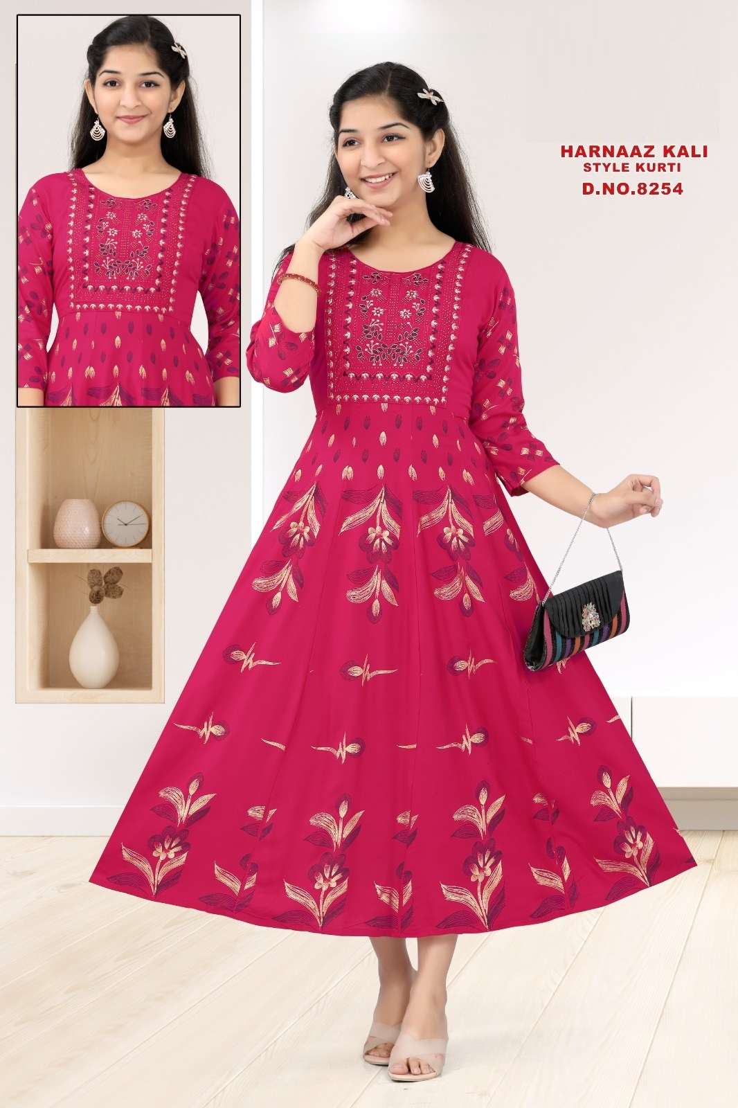 Harnaaz Kali 8254 Rayon Kali Kurti Wholesale catalog