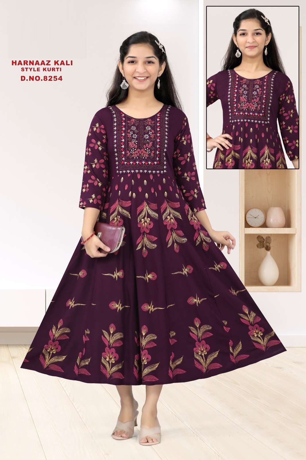 Harnaaz Kali 8254 Rayon Kali Kurti Wholesale catalog