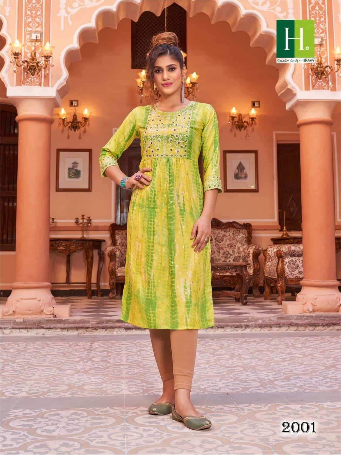 HIRWA SHIBORI Vol-5 Naira Cut Festive Wear Kurti Wholesale catalog