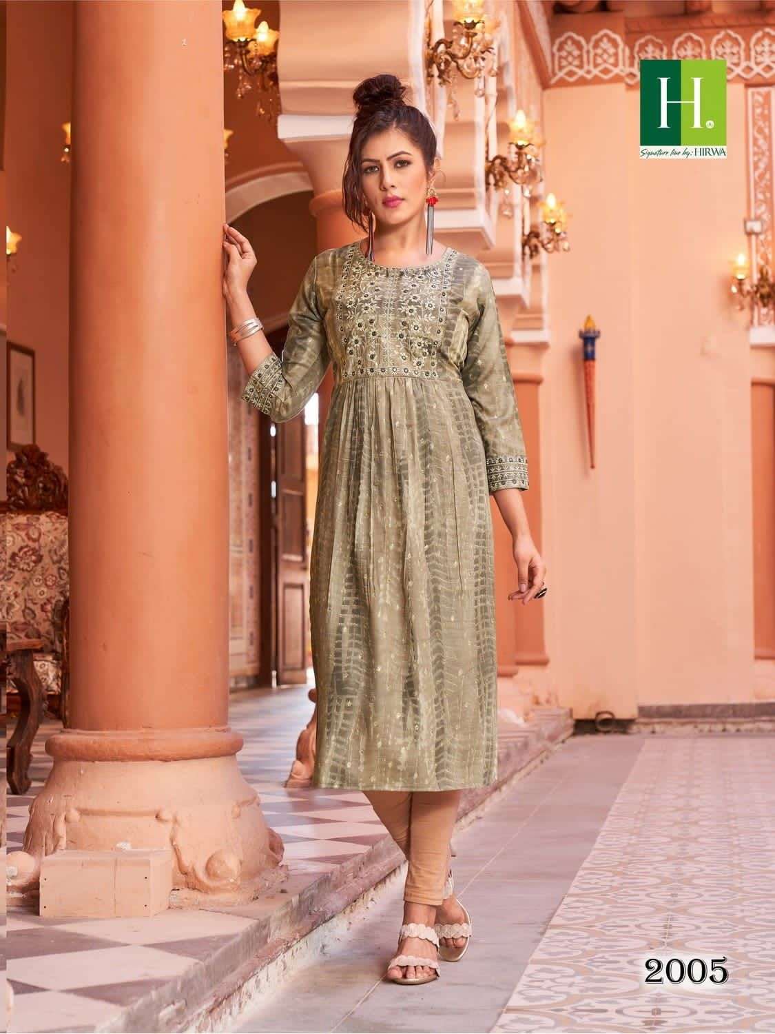HIRWA SHIBORI Vol-5 Naira Cut Festive Wear Kurti Wholesale catalog