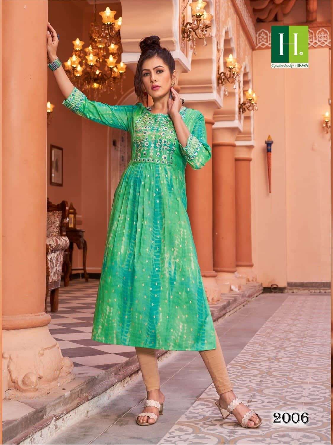 HIRWA SHIBORI Vol-5 Naira Cut Festive Wear Kurti Wholesale catalog