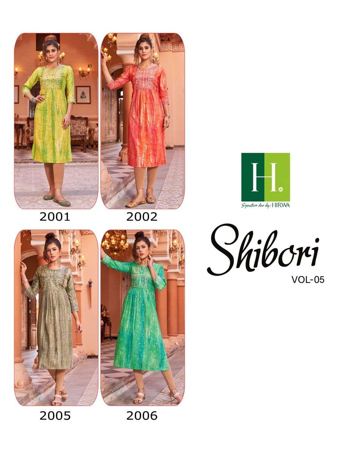 HIRWA SHIBORI Vol-5 Naira Cut Festive Wear Kurti Wholesale catalog