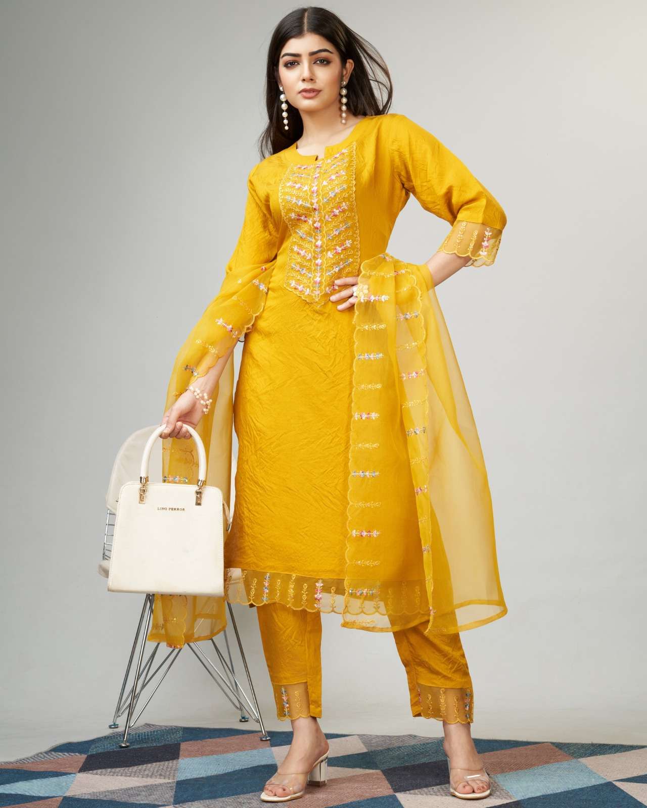 Julie Yellow Viscose Designer Kurti Wholesale catalog