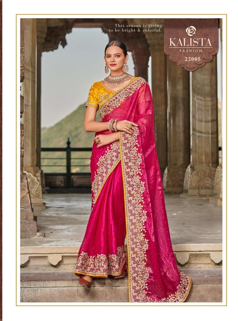 Kalista Fastival Mania Embroidery Satin Silk Saree Wholesale catalog