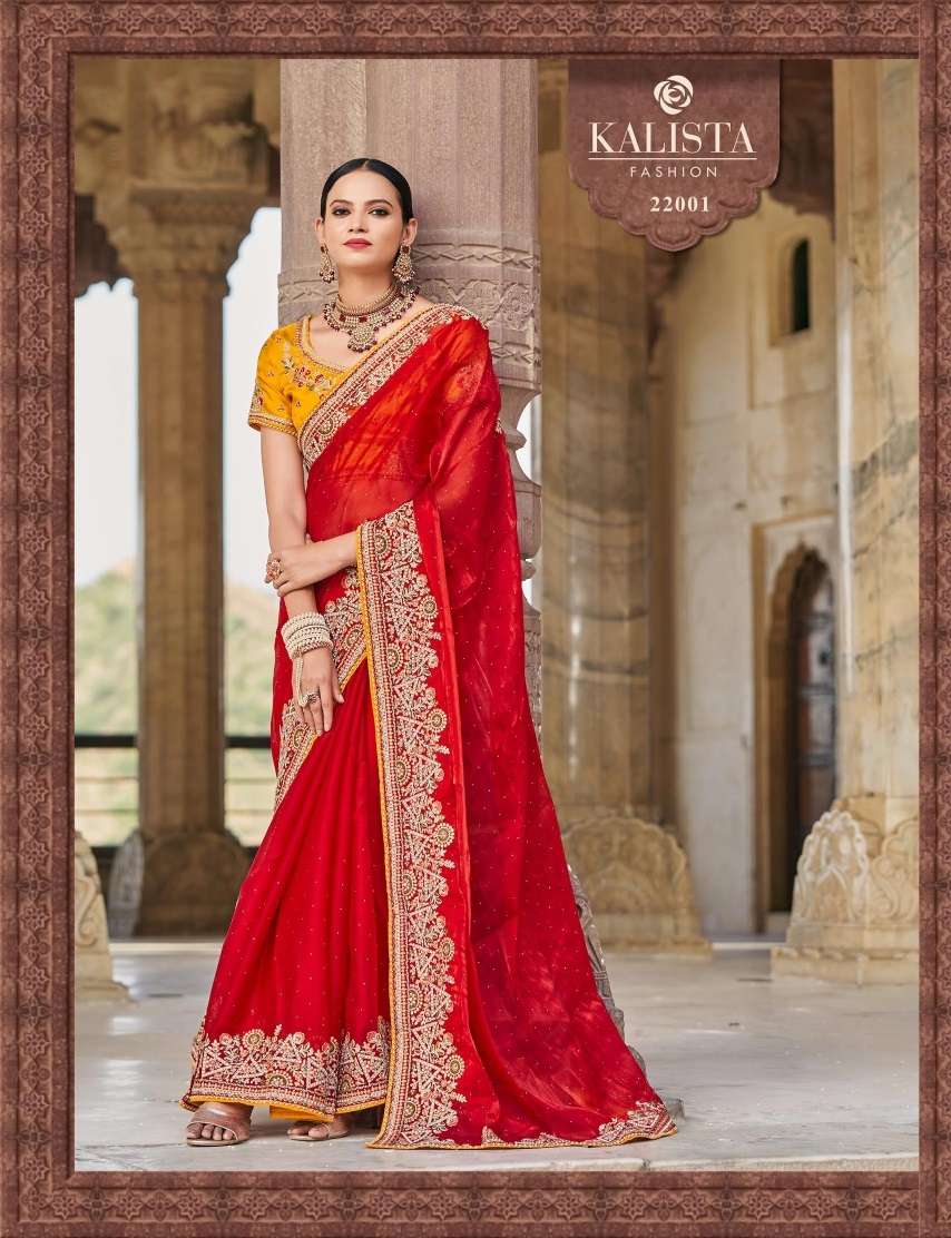 Kalista Fastival Mania Embroidery Satin Silk Saree Wholesale catalog
