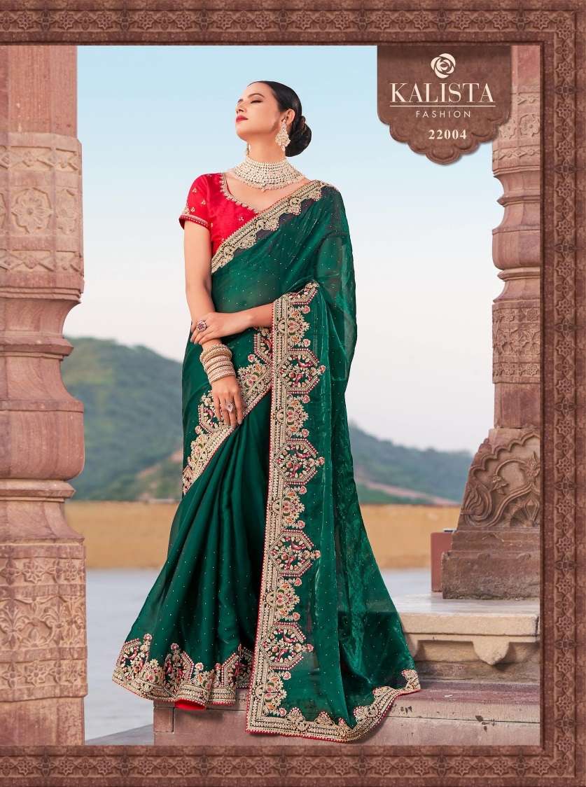 Kalista Fastival Mania Embroidery Satin Silk Saree Wholesale catalog