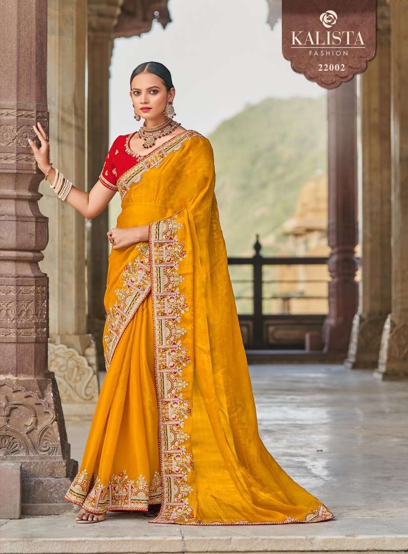 Kalista Fastival Mania Embroidery Satin Silk Saree Wholesale catalog