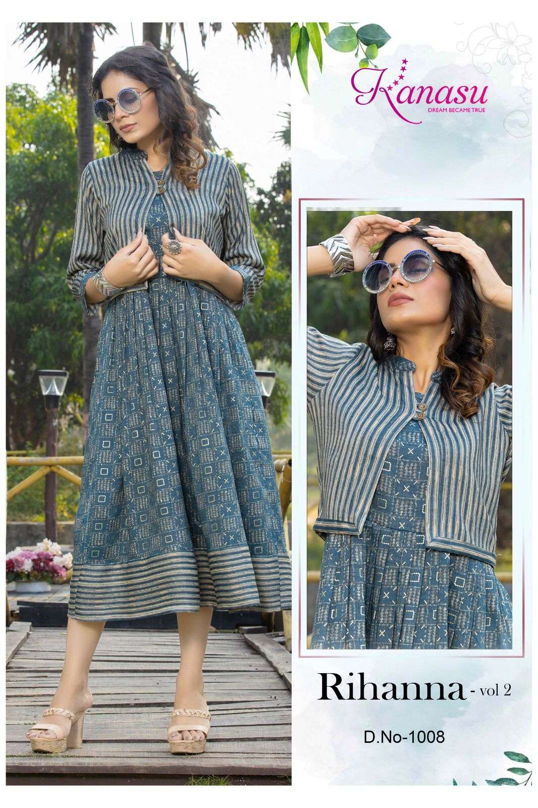KANASU RIHANNA VOL-2 REYON  HEAVY CAPSULE PRINT Kurti Wholesale catalog