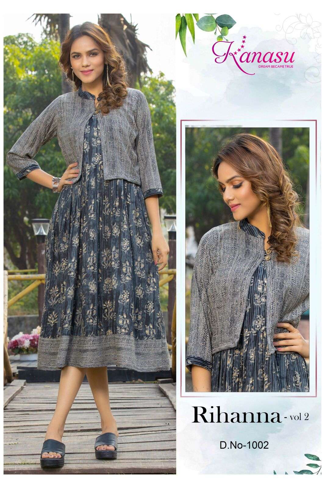 KANASU RIHANNA VOL-2 REYON  HEAVY CAPSULE PRINT Kurti Wholesale catalog
