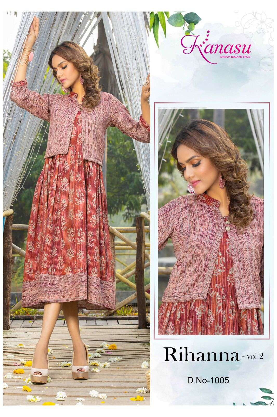 KANASU RIHANNA VOL-2 REYON  HEAVY CAPSULE PRINT Kurti Wholesale catalog