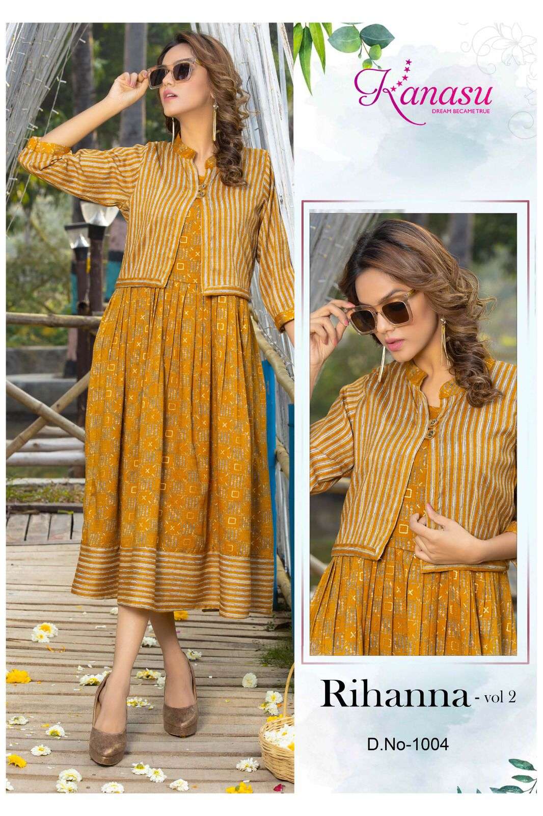 KANASU RIHANNA VOL-2 REYON  HEAVY CAPSULE PRINT Kurti Wholesale catalog