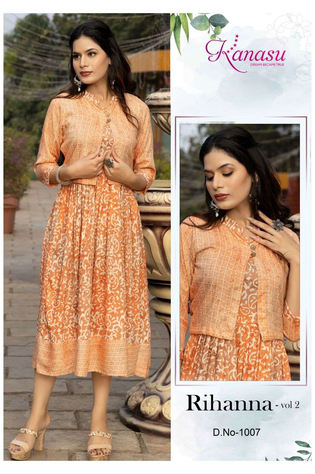 KANASU RIHANNA VOL-2 REYON  HEAVY CAPSULE PRINT Kurti Wholesale catalog