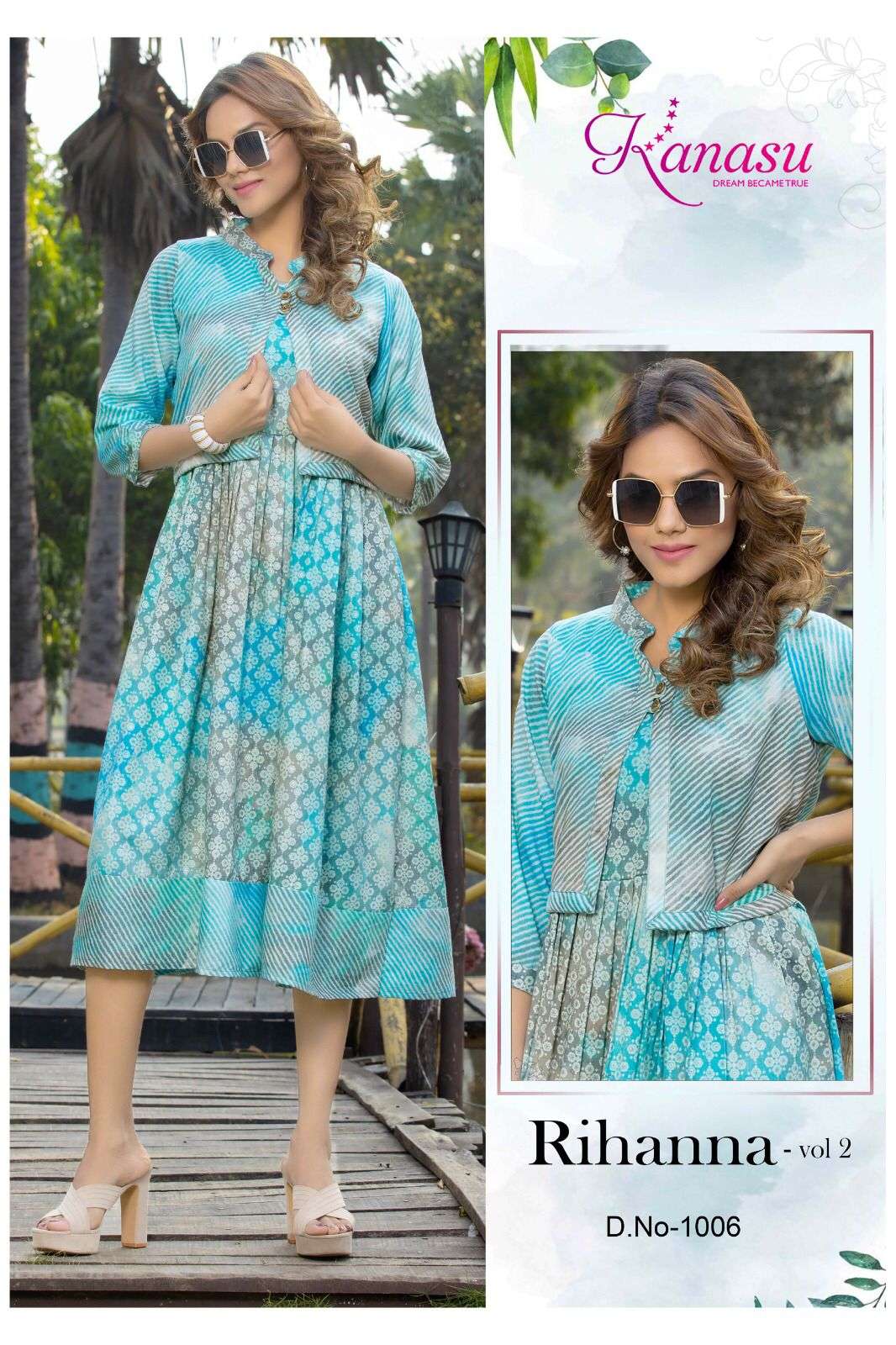 KANASU RIHANNA VOL-2 REYON  HEAVY CAPSULE PRINT Kurti Wholesale catalog