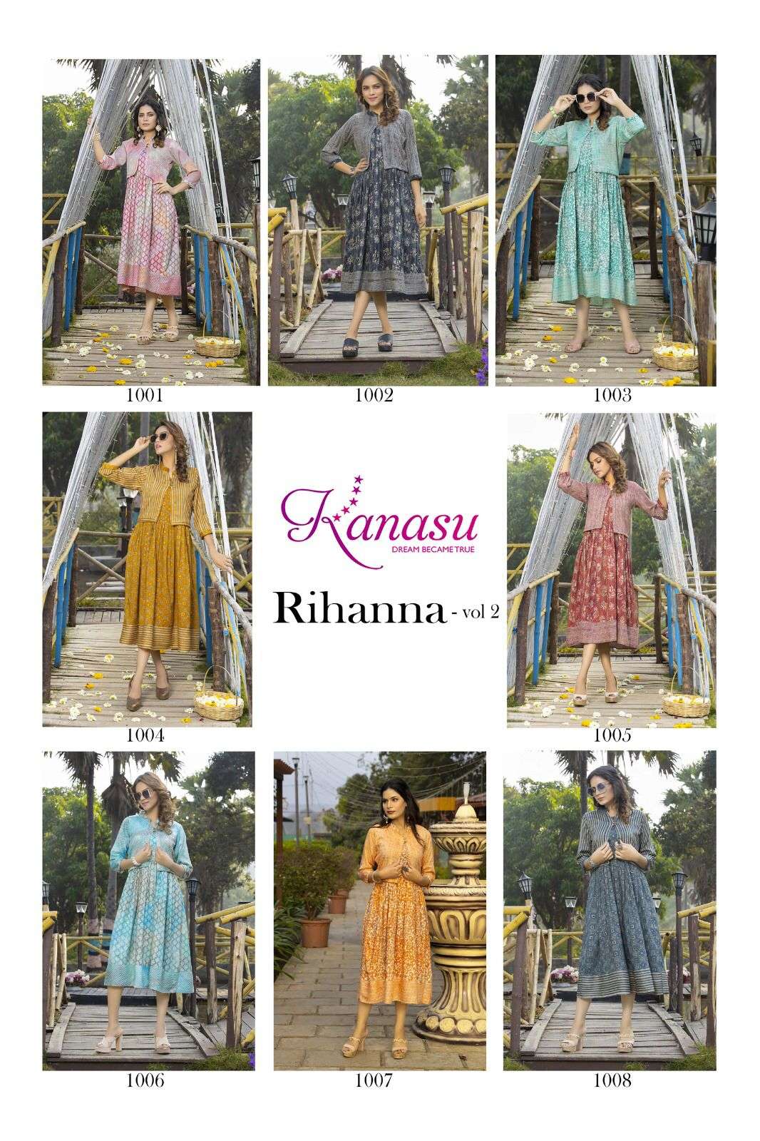 KANASU RIHANNA VOL-2 REYON  HEAVY CAPSULE PRINT Kurti Wholesale catalog